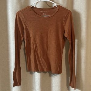 American eagle burnt orange rust brown basic layering long sleeve t-shirt
